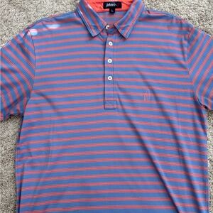 johnnie-O Blue and orange Striped Polo Shirt